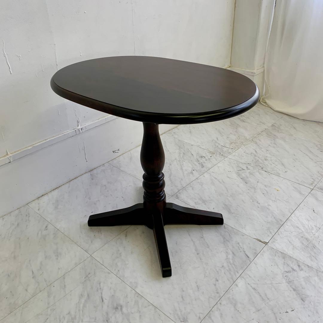 北海道民芸家具 サイドテーブル ダークブラウン楕円形テーブル 美品 飛騨産業 北海道民芸家具 ダイニングテーブル 4人掛け 2人掛け