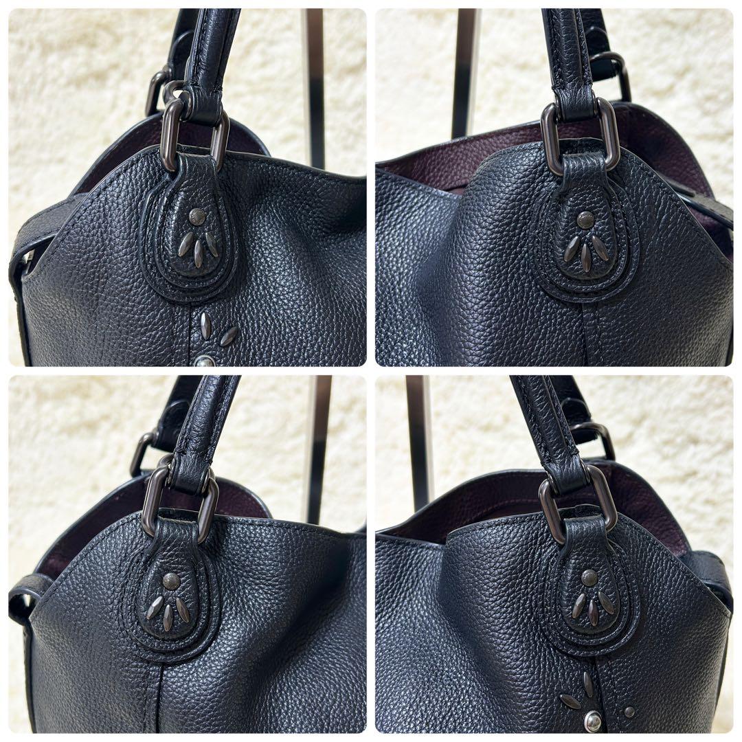 コーチ ショルダーバッグ 2way イーディー トートバッグ スタッズ 黒