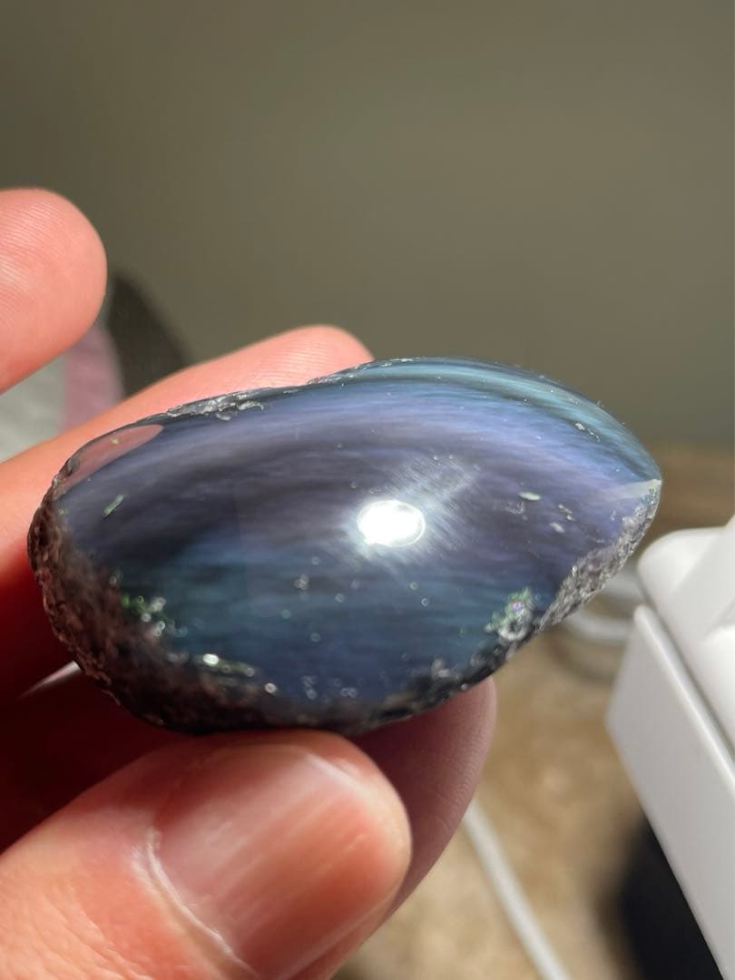 研磨品 十勝石玲瓏 複合色レインボーオブシディアン 特級品