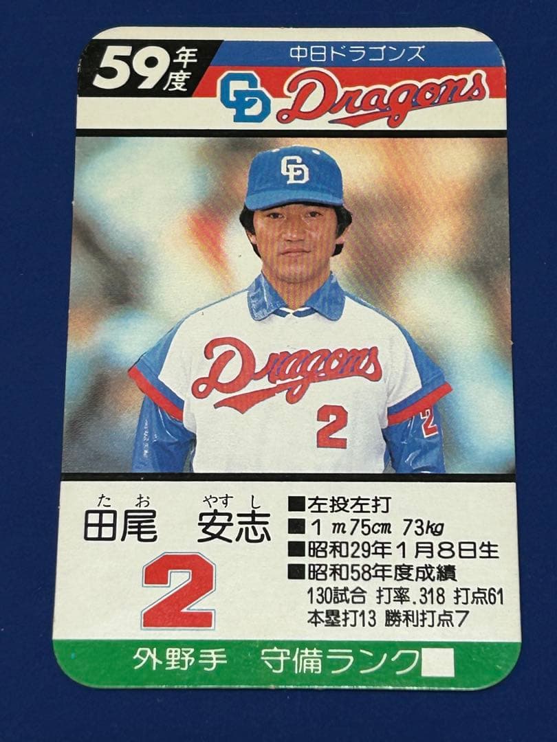 タカラプロ野球カードゲーム 昭和59年度 田尾安志 中日ドラゴンズ