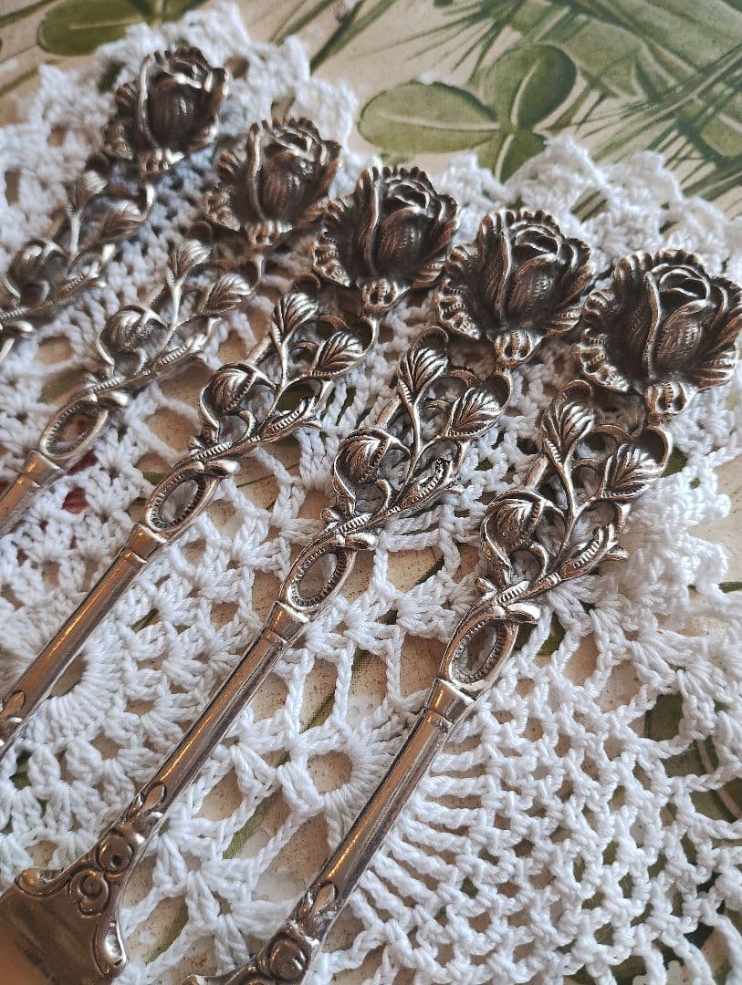 ヒルデスハイムローズ バラ装飾ヴィンテージフォーク5本セット 刻印あり