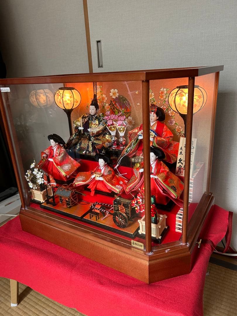 《美品》久月　雛人形　親王官女飾　ガラスケース　オルゴール付き♫