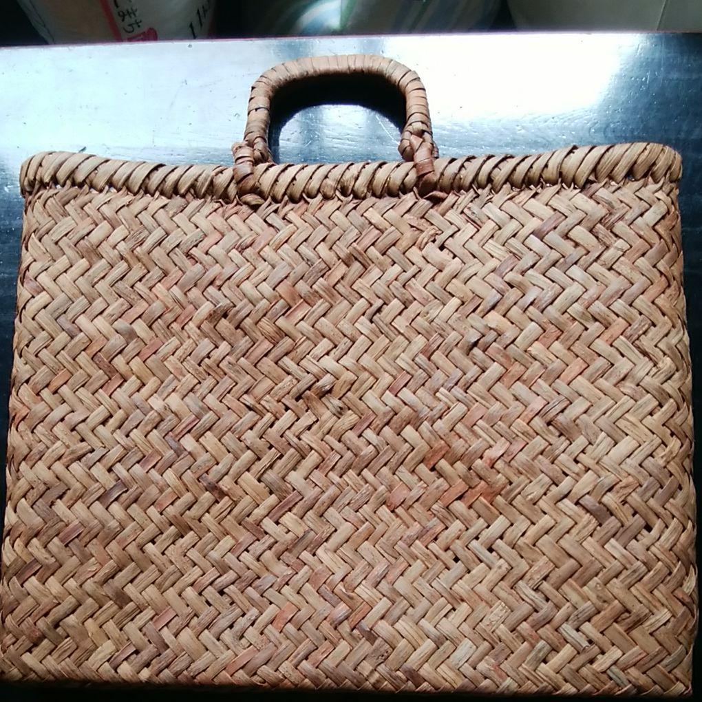 山葡萄かごバッグ 手作り 手提げ 籠バック 花編み 保存袋付き type：57