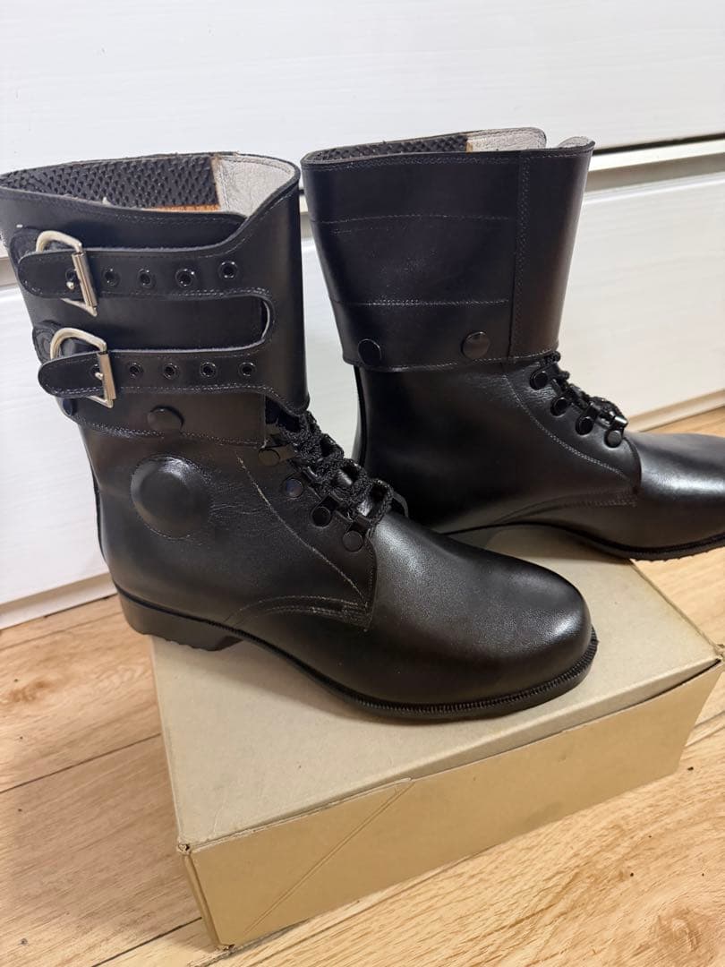 警察隊使用 編み上げブーツ 予備品 未使用 本革 25.5cm