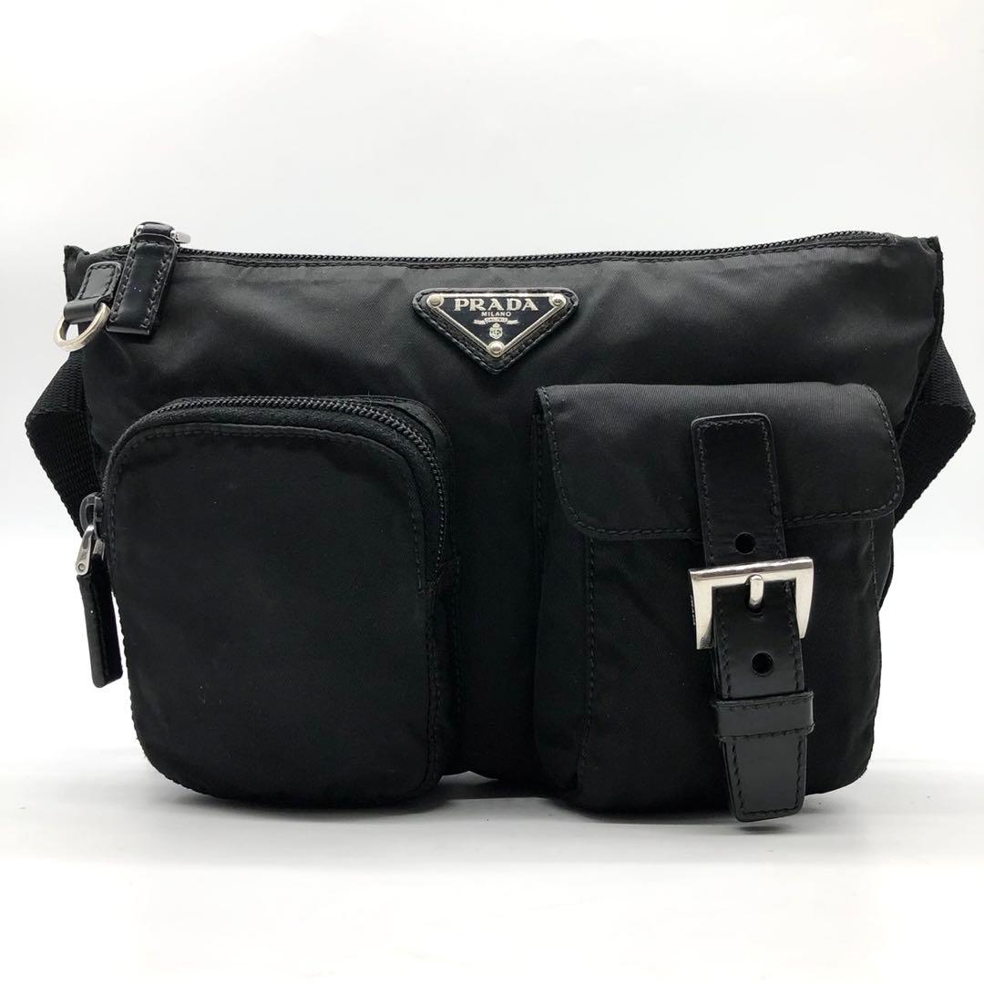 ギャランティ付✨プラダ ウエストバッグ 三角ロゴ ナイロン レザー