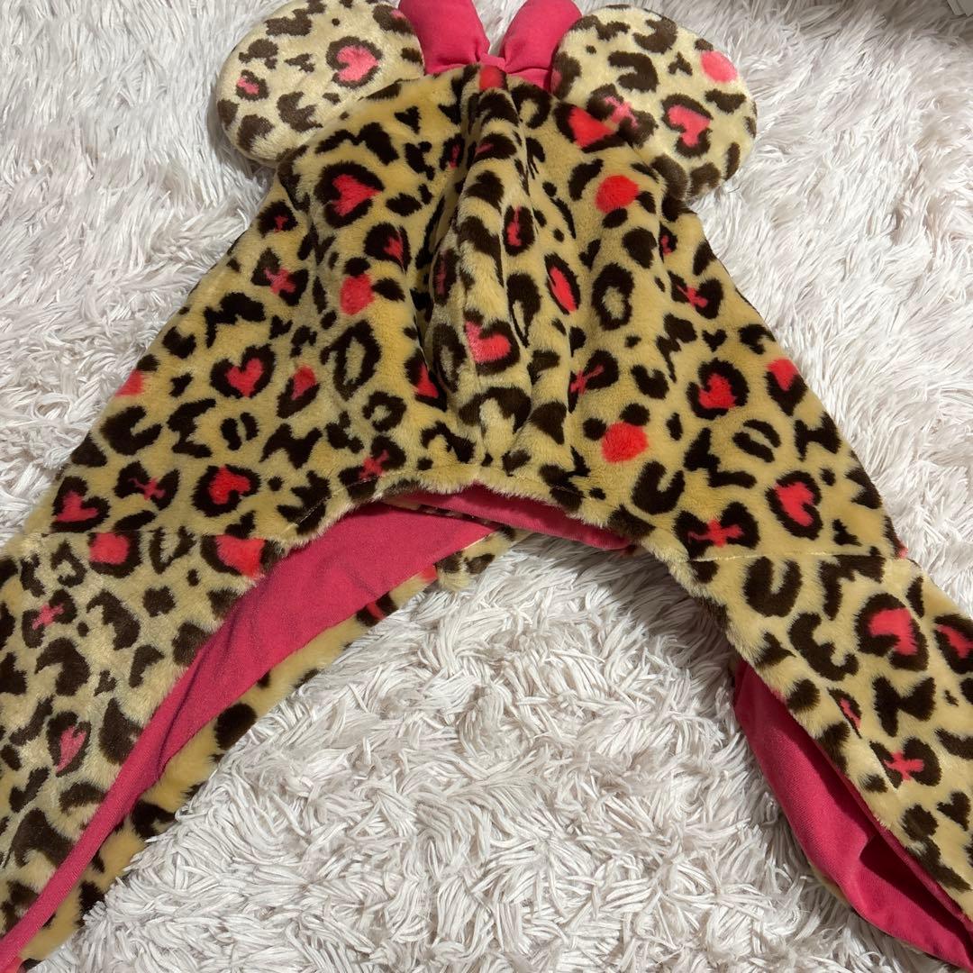 ディズニー ミニーちゃん ヒョウ柄 マフラーキャップ - メルカリ