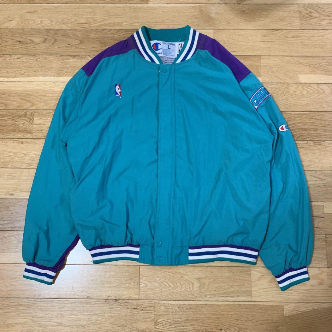 90s【チャンピオン】シャーロット ホーネッツ ナイロン セットアップ