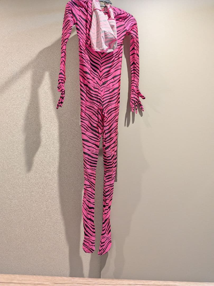 ☆　女性サイズ・ピンクゼブラ柄全身タイツ　☆　ZENTAI、コスプレ、戦隊