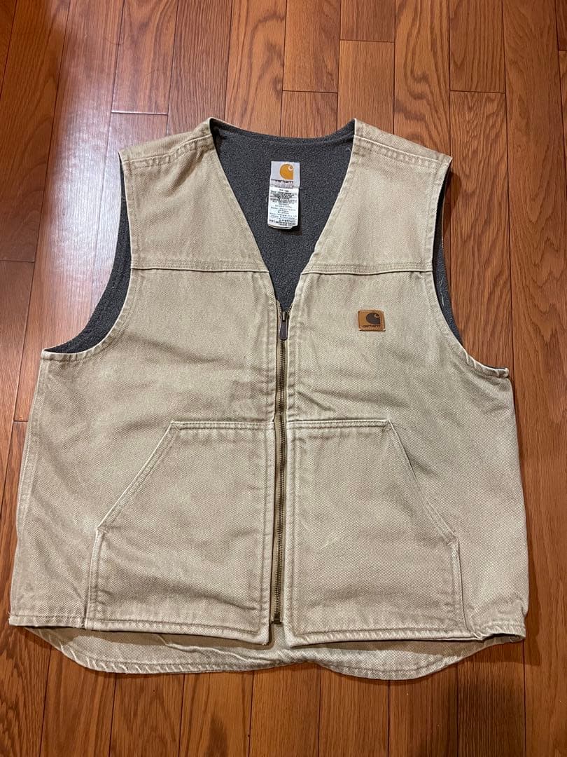 ビ*ン様 Carhartt ベージュ ダックベスト　MADE IN USA 90s カーハート USA製 ヴィンテージ ダックベスト ベージュ フェード