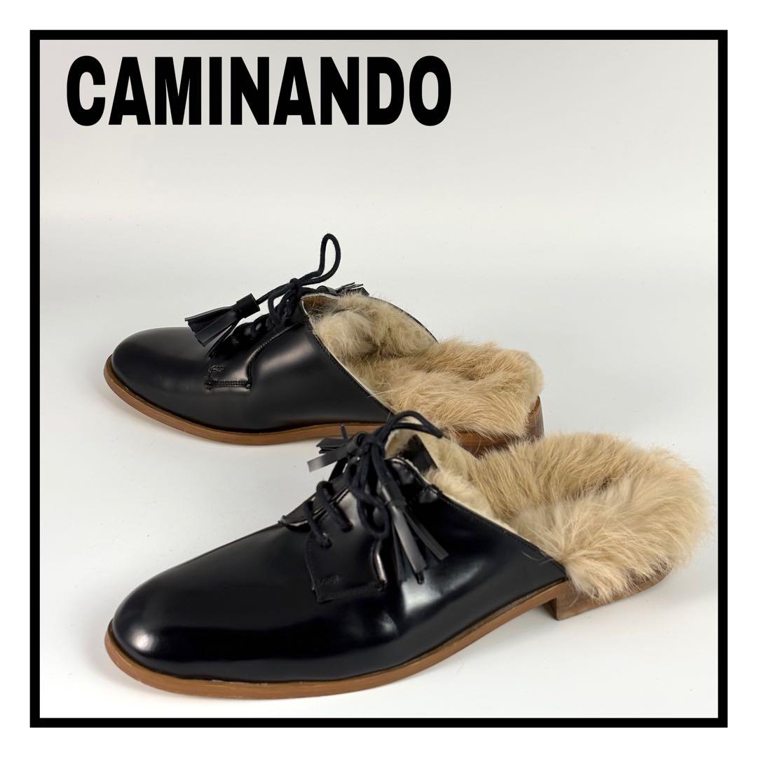 カミナンド ファー付き ミュール サンダル レースアップ ブラック 24cm 楽天市場】【クーポン】【40％OFF】カミナンド サンダル CAMINANDO