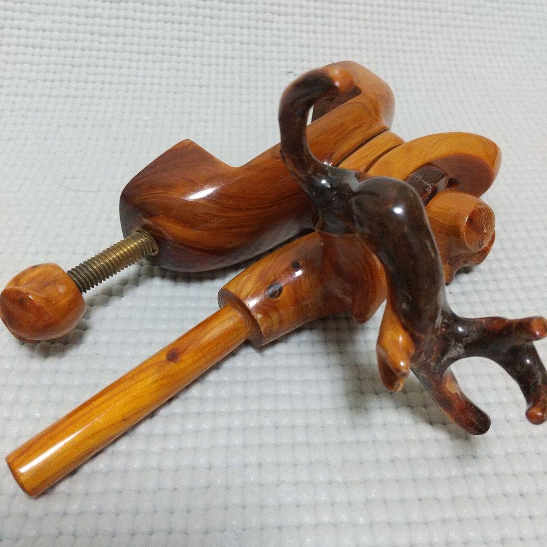 有働印〈19cm弓型万力＆竿枕〉初期？檜葉？ 一部補修 NCNR