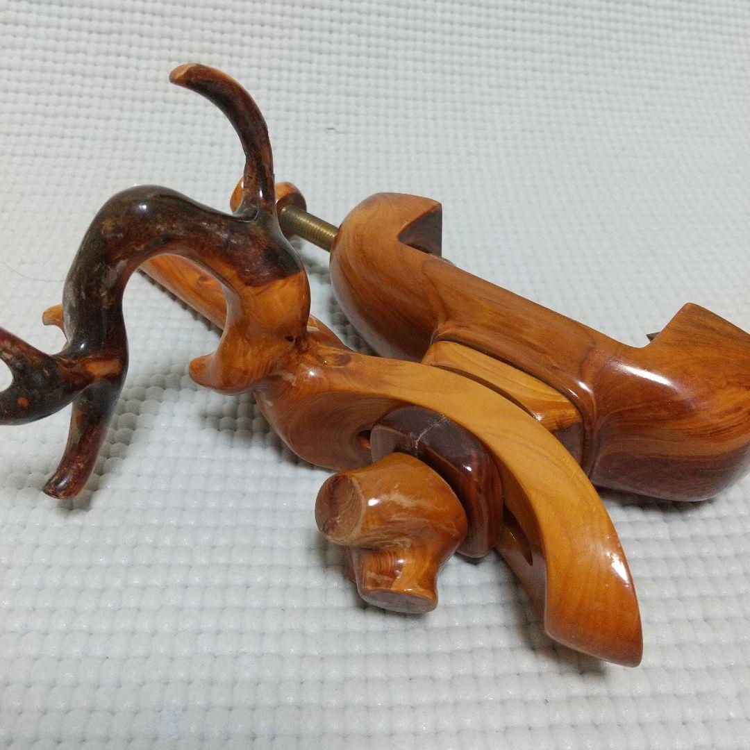 有働印〈19cm弓型万力＆竿枕〉初期？檜葉？ 一部補修 NCNR