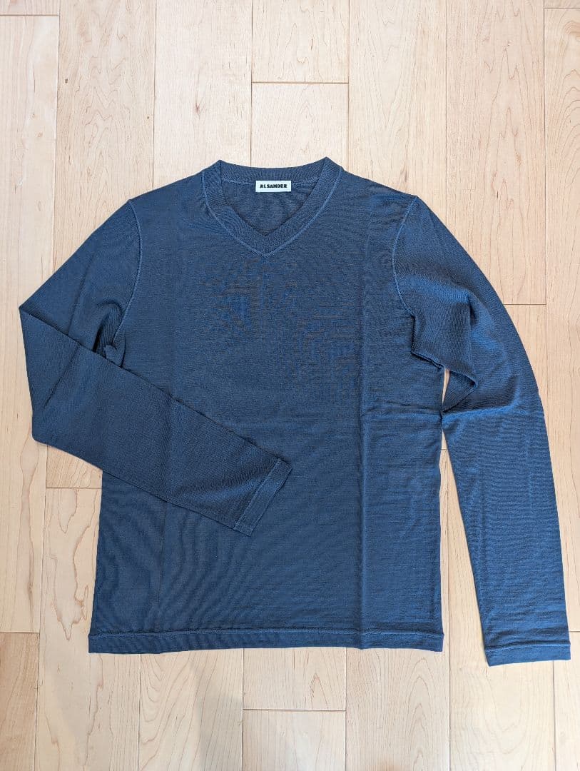美品】JIL SANDER ブルーグレー Vネックニット