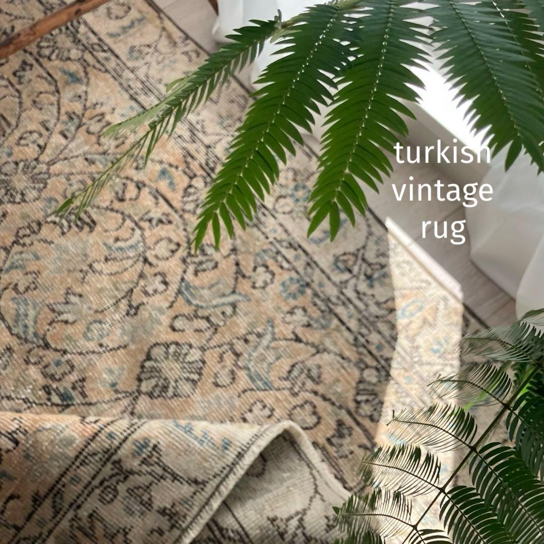 囲みコーラルベージュ✳︎111×211 フローラル ブルー トルコ