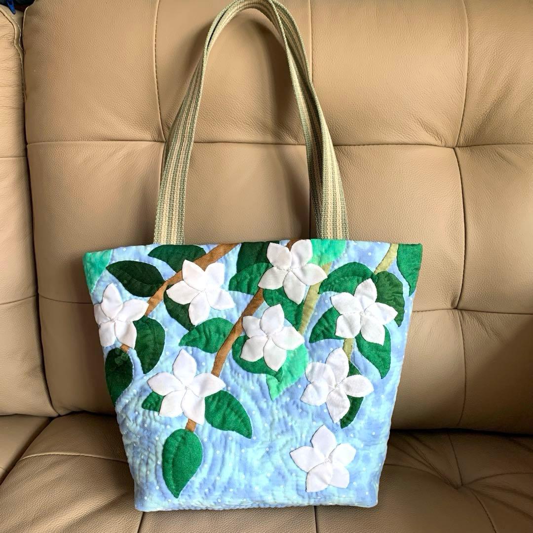ハワイアンキルト バッグ トートバッグ ブルー - メルカリ