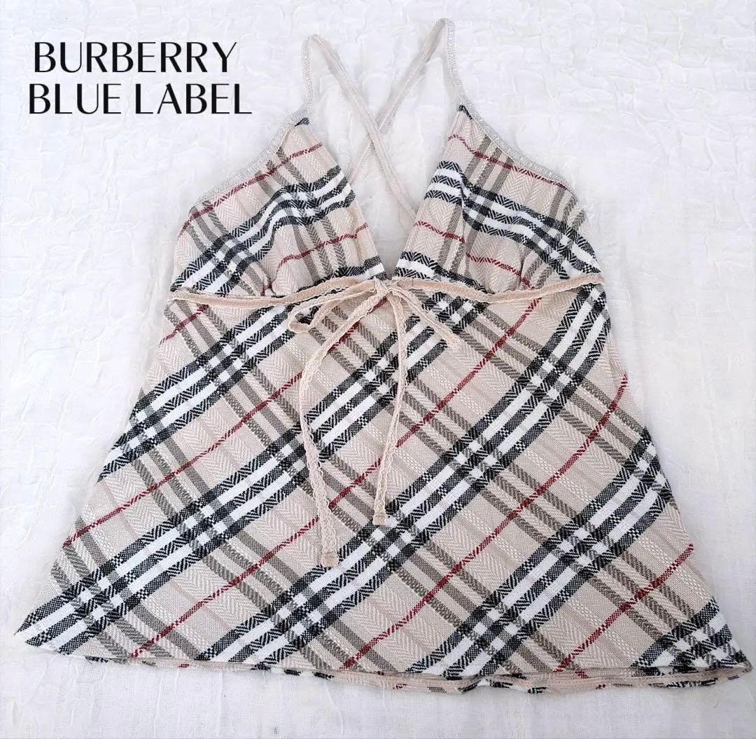 【バーバリーブルーレーベル】美品✨リネン混 キャミソール y2k ノバチェック 新品・未着用】バーバリーブルーレーベル キャミソール ノバチェック