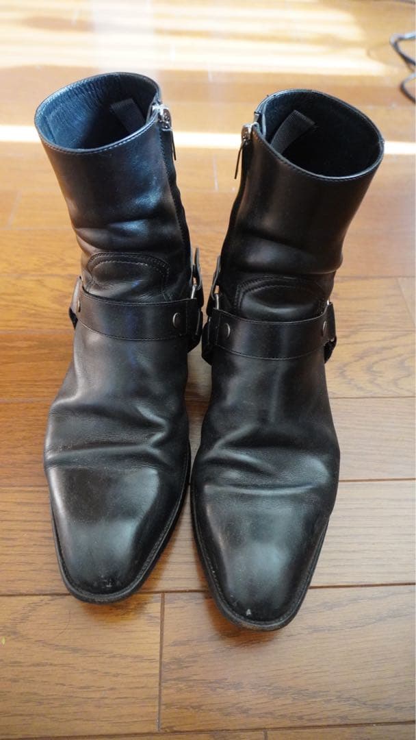 靴 SAINT LAURENT WYATT HARNESS 42 ウィアット ハーネスブーツ（スエード） ブラウン | Saint Laurent