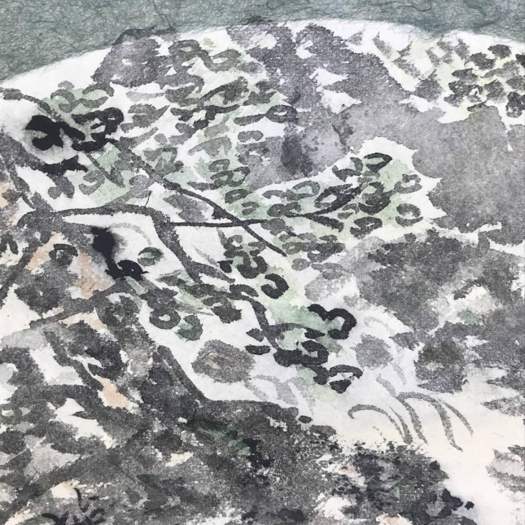 真作】榊原始更/榊原紫峰（兄）/渓山図/山水図/扇面/掛軸☆宝船☆AD