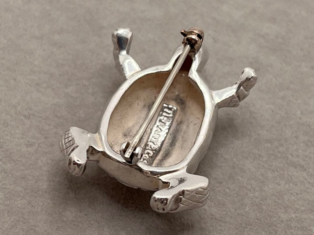 b917 希少 ヴィンテージ ティファニー カメ 亀 ブローチ 925 タートル