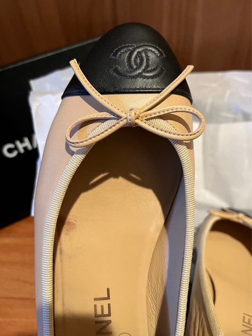 CHANEL シャネル バレリーナ フラットシューズ ベージュ 37.5