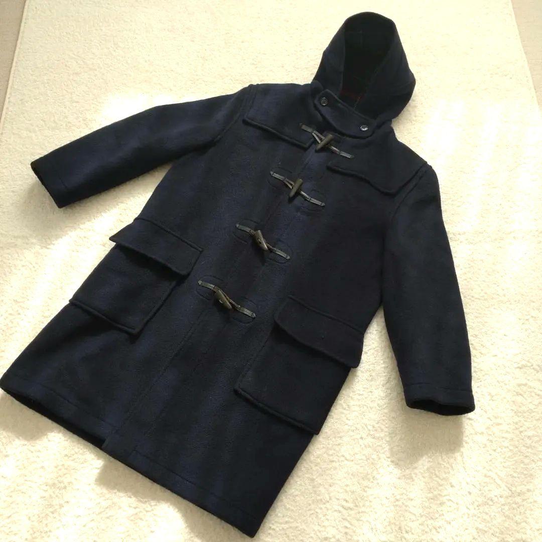 グローバーオール ダッフルコート チェック柄 英国製 L ネイビー 濃紺