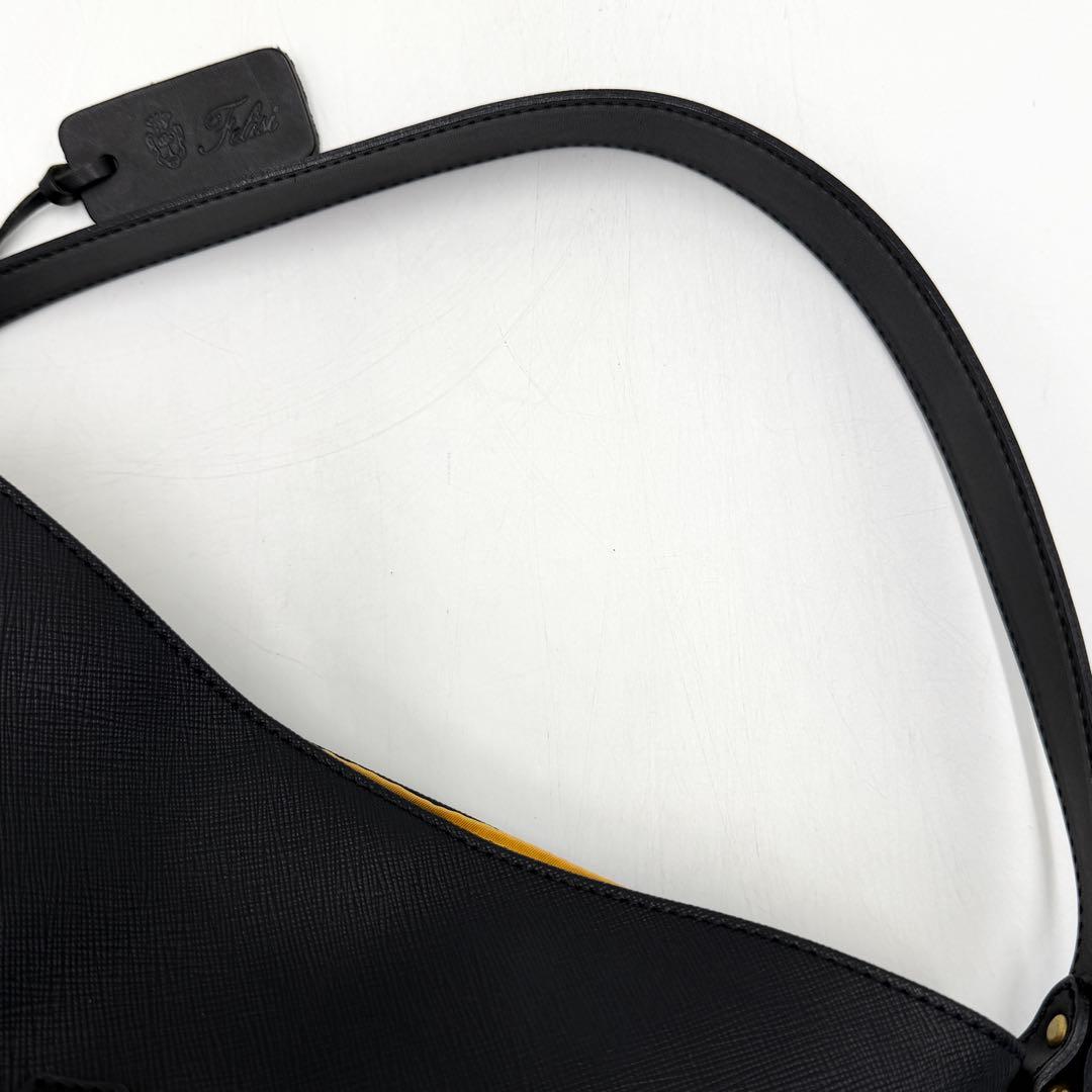 極美品】フェリージ ハンドバッグ バケットバッグ レザー ブラック 20