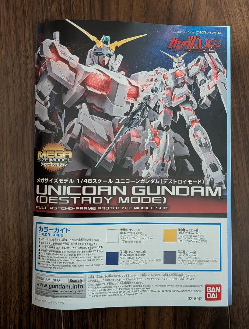 メガサイズ ユニコーンガンダム（ヘッドディスプレイ2種付き）素組み