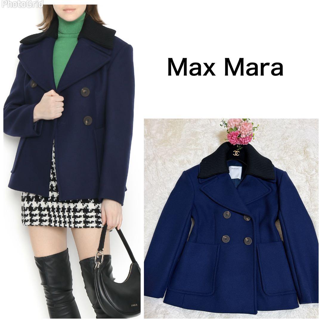 2023年モデル☆スポーツマックス ピーコート 2way 女優襟 リブニット 23区 L(ニジュウサンク エル)の【Oggi2月号掲載/洗える】ウール