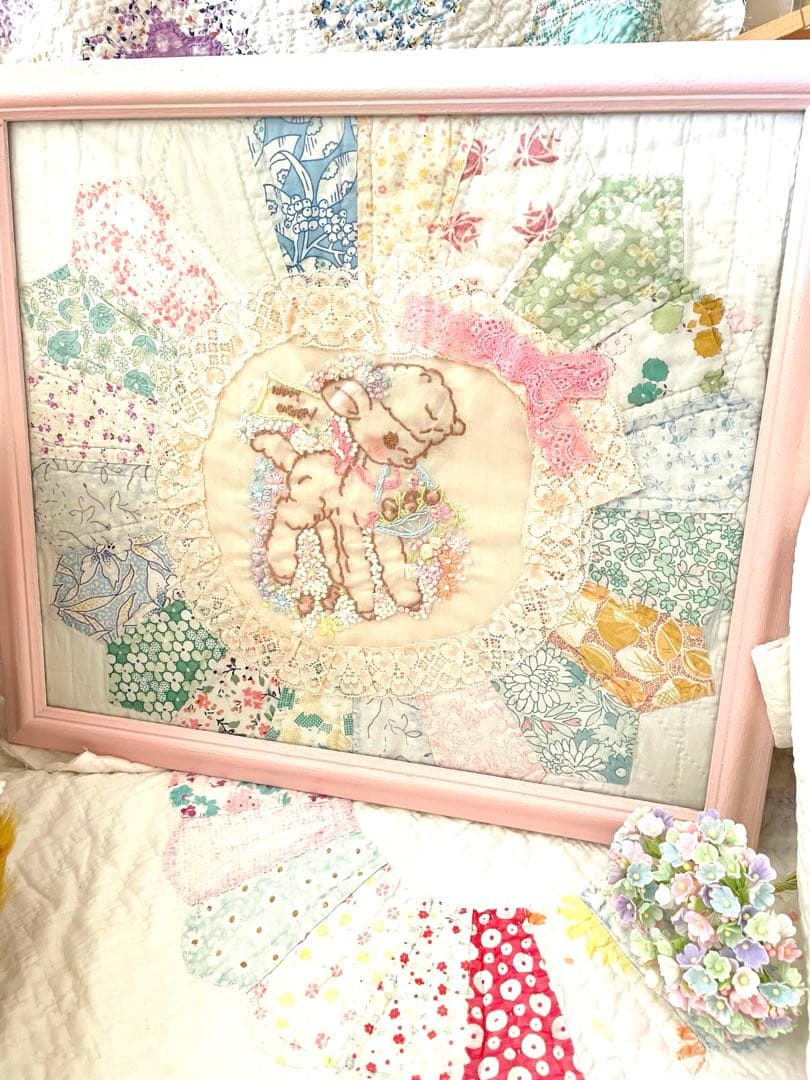 アンティークキルト＆アニマル刺繍フレーム·͜· ♡ 5号一輪生 猪鹿蝶 化粧箱入り - 和食器の通販なら九谷焼専門店の陶らいふ