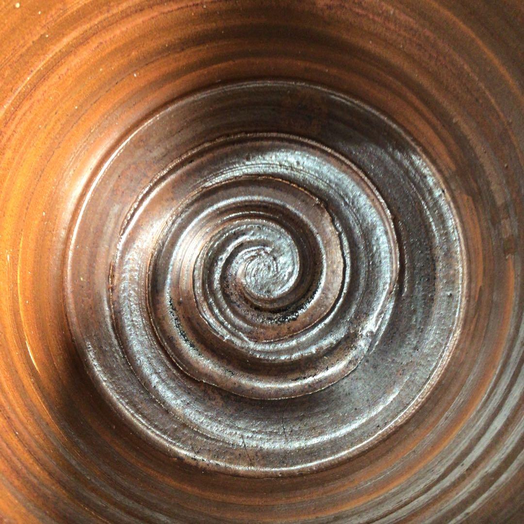 M778 水指 『越州五智窯 木村隆造』『一重口水指』 共箱 茶道具