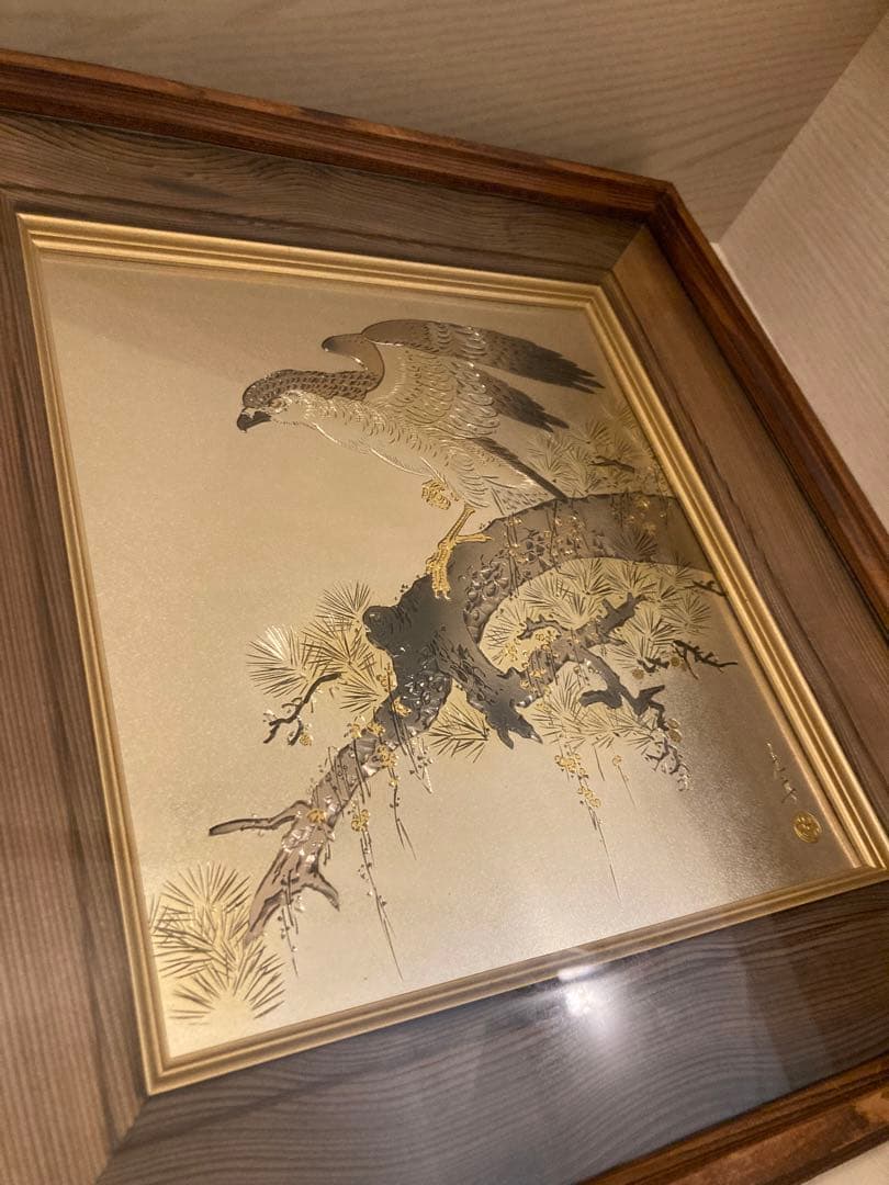 希少 堀口光彦 彫金額 松樹鷹図 金工作品 額装 - メルカリ
