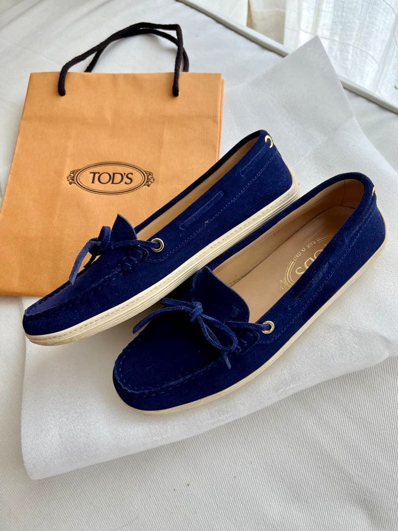 TOD'S ネイビー ローファー スエード 37 23.5cm