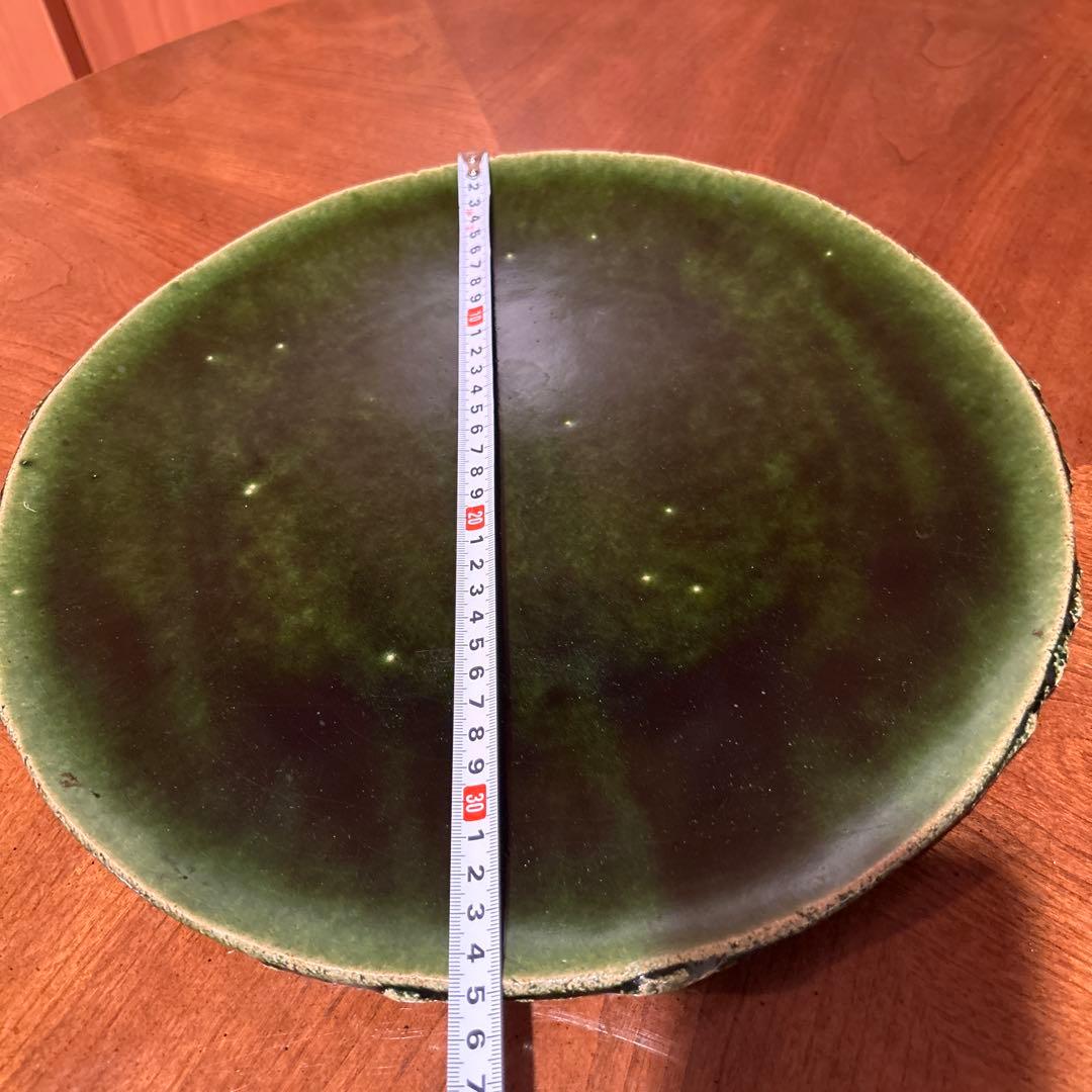 新品◇④織部焼 森脇 文直作 緑色の陶器製丸皿大皿35.5cm - メルカリ