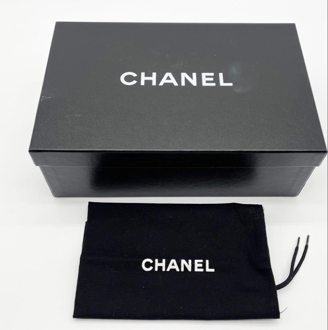 CHANEL サンダル ブラック レザー 37.5 箱・保存袋付き - メルカリ