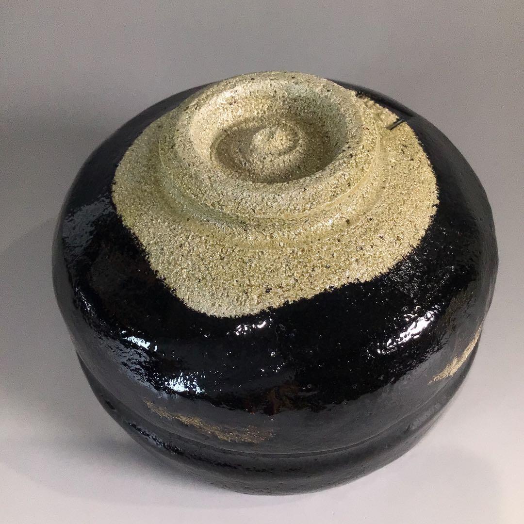 P679 黒楽茶碗 『佐々木松楽造』『大徳寺 福本積應 箱書』 共箱