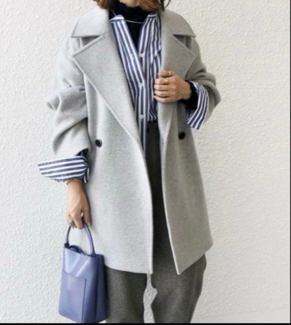 美品　SHIPSanyウール　テーラード コクーンショートコート　シップス シップス エニィ SHIPS any 【WEB限定】SHIPS any: ウール コクーン