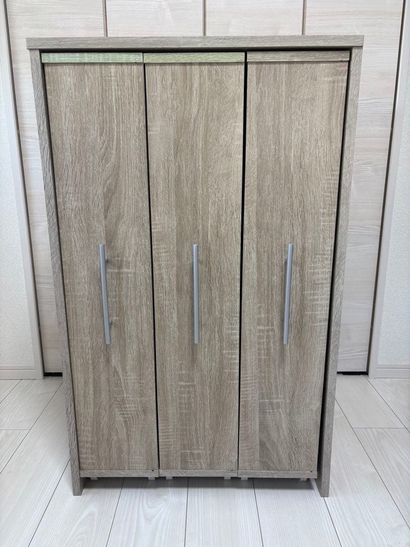 オーク 3扉収納キャビネット 扉付き収納庫 3ドアタイプ キャビネット 木製 ナチュラル 幅45cm 奥行