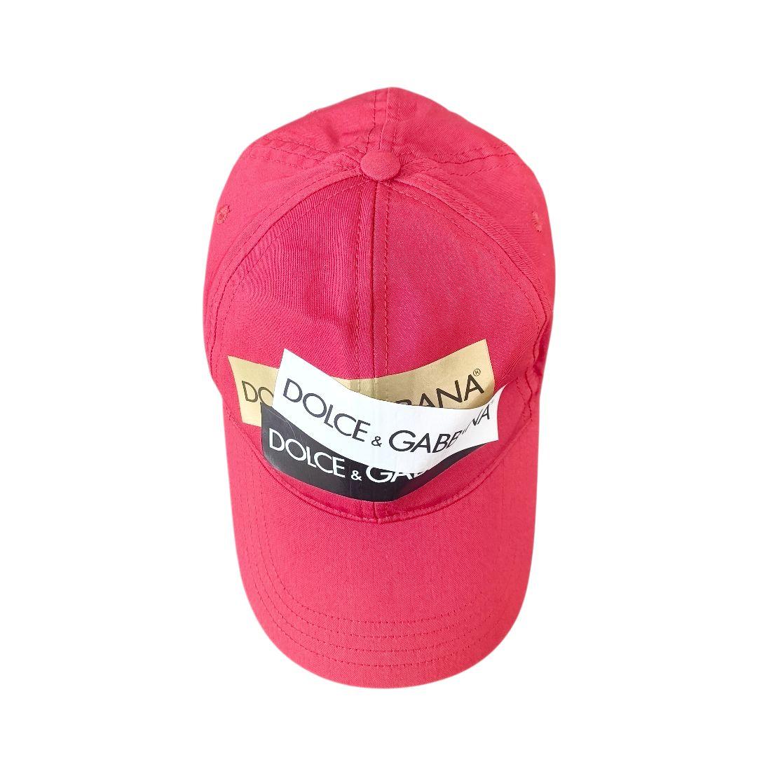 DOLCE&GABBANA ドルガバ テープロゴ size58 キャップ レッド