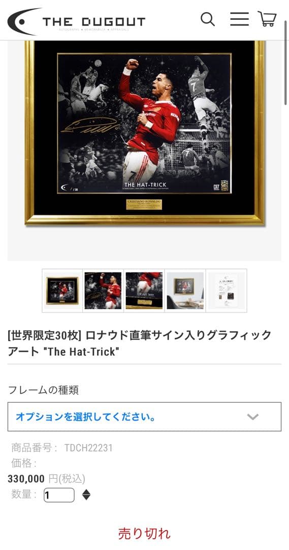 世界限定30枚】【定価33万円】ロナウド直筆サイン入りグラフィック