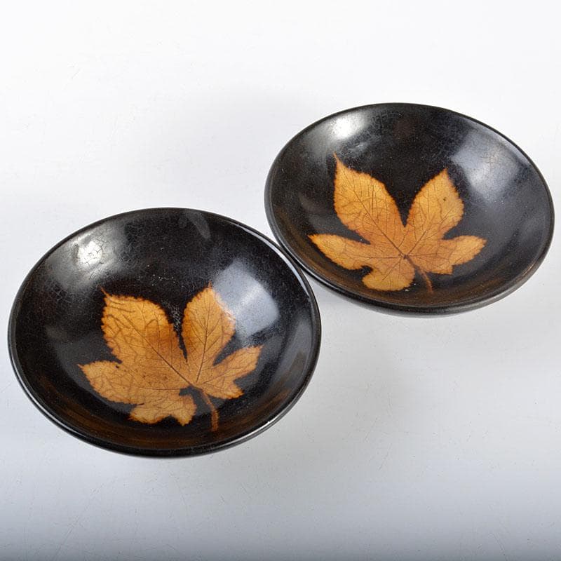 中国　南宋　吉川窯　木葉天目碗　一對　C　R4467 A 'Jizhou' 'leaf' bowl, Southern Song dynasty | 南宋吉州窰黑釉木葉
