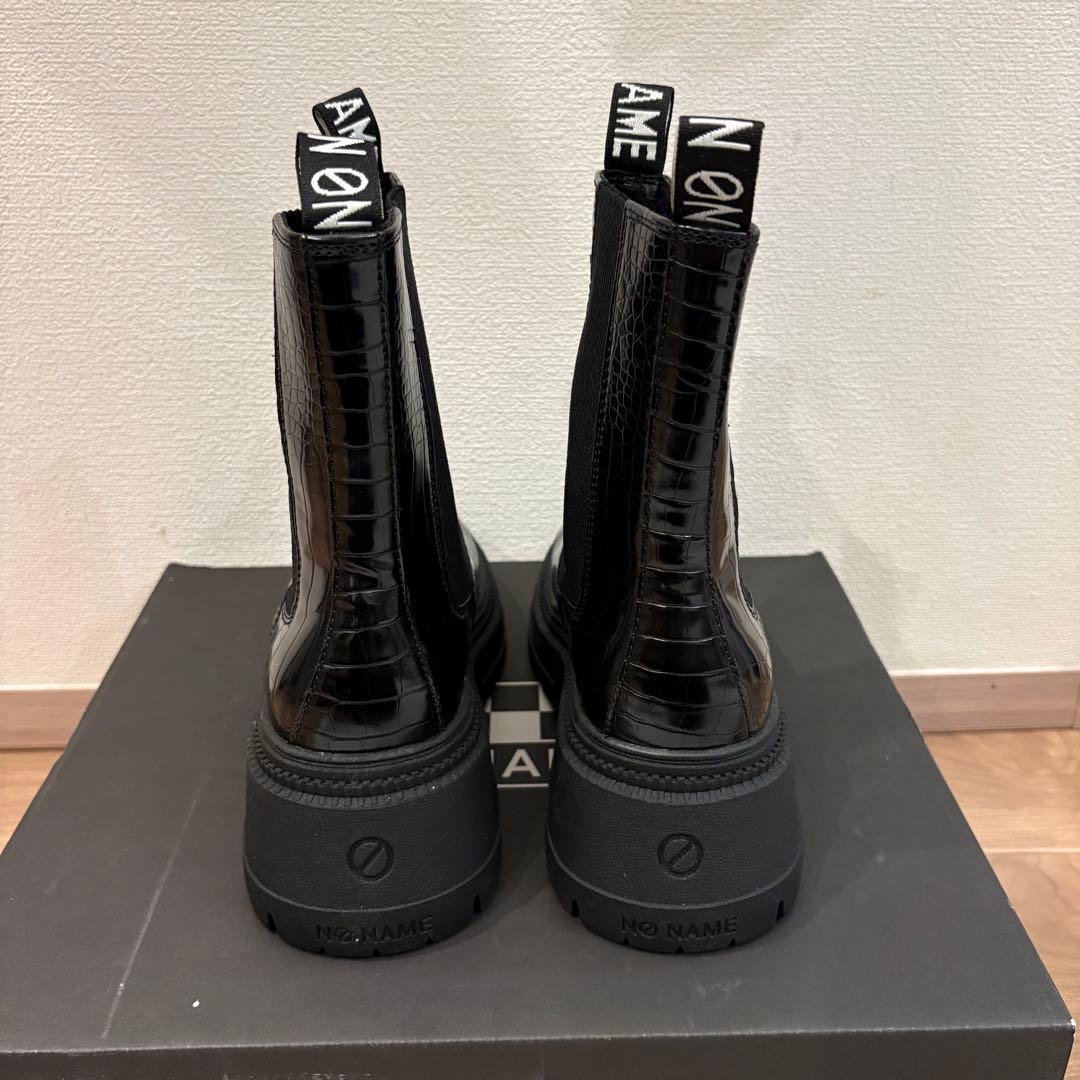 新品未使用・箱付き】NO NAME厚底サイドゴアブーツ 37 ブラック クロコ
