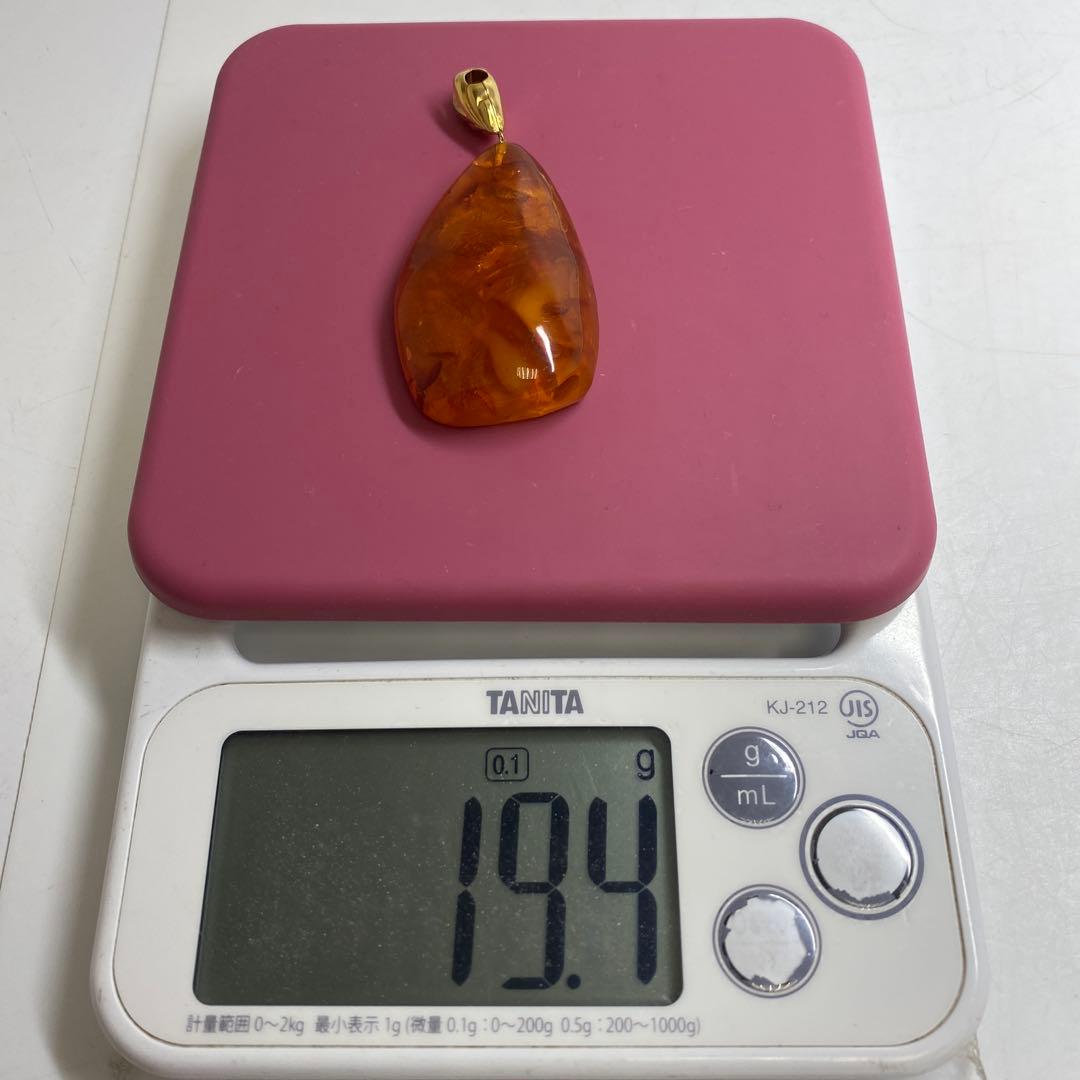 K18刻印 本琥珀 ネックレストップ 19.4g 東キ7-0927☆2Fトコニ