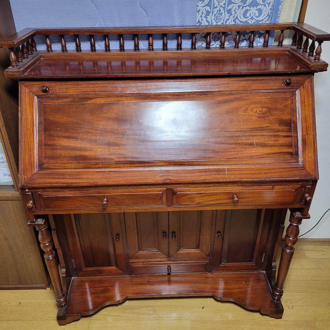 ライティングデスク アンティーク 家具 ロールアップデスク 鍵付き ロールトップ ライティングビューロー