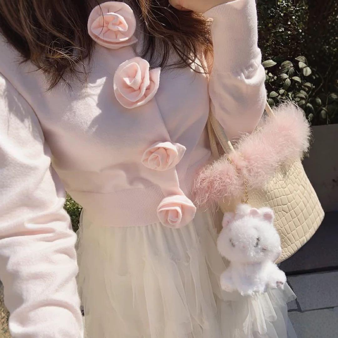 treatürselfニットカーディガン ピンク - メルカリ