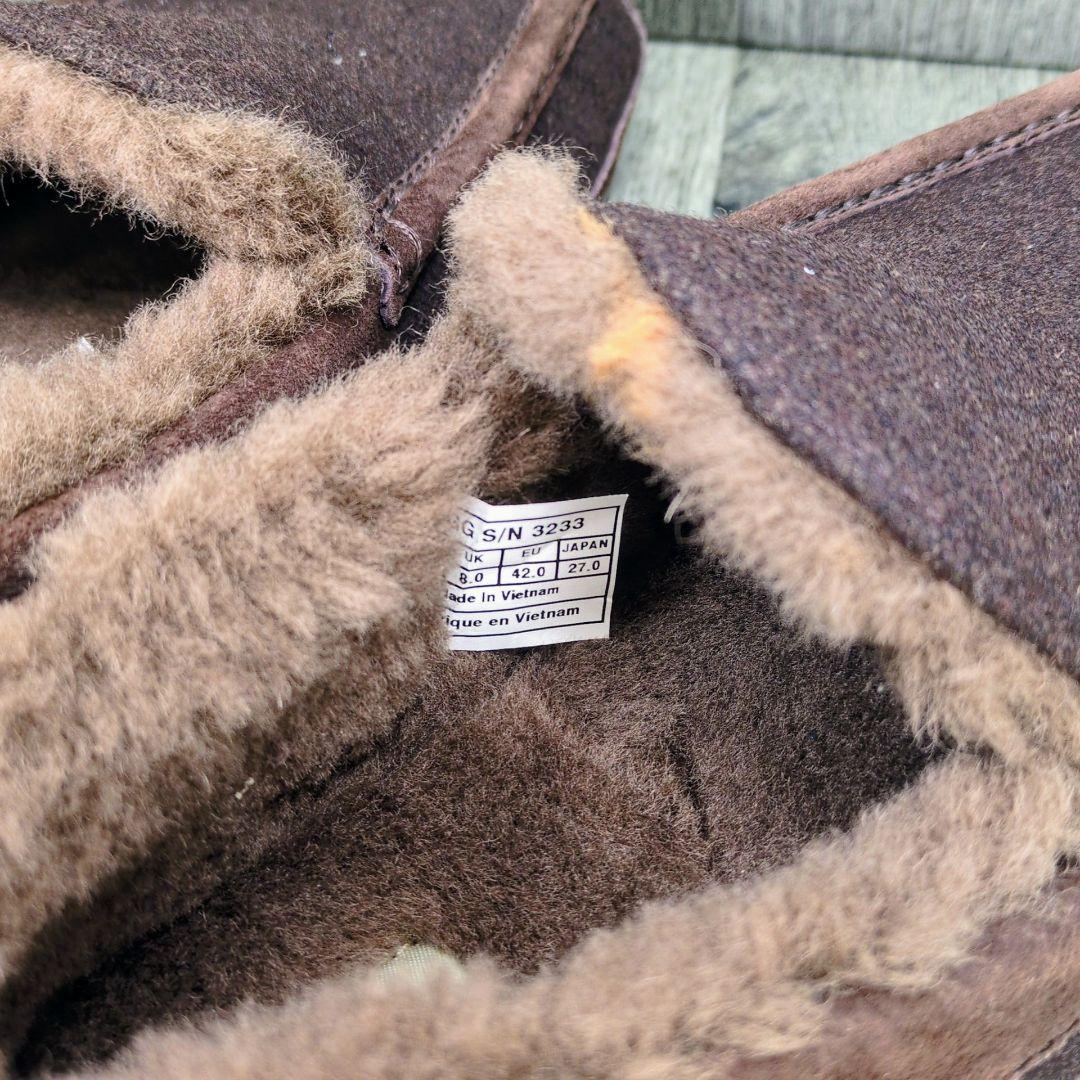 UGG 27.0cm モカシン ウール調 テキスタイル ブラウン Z004