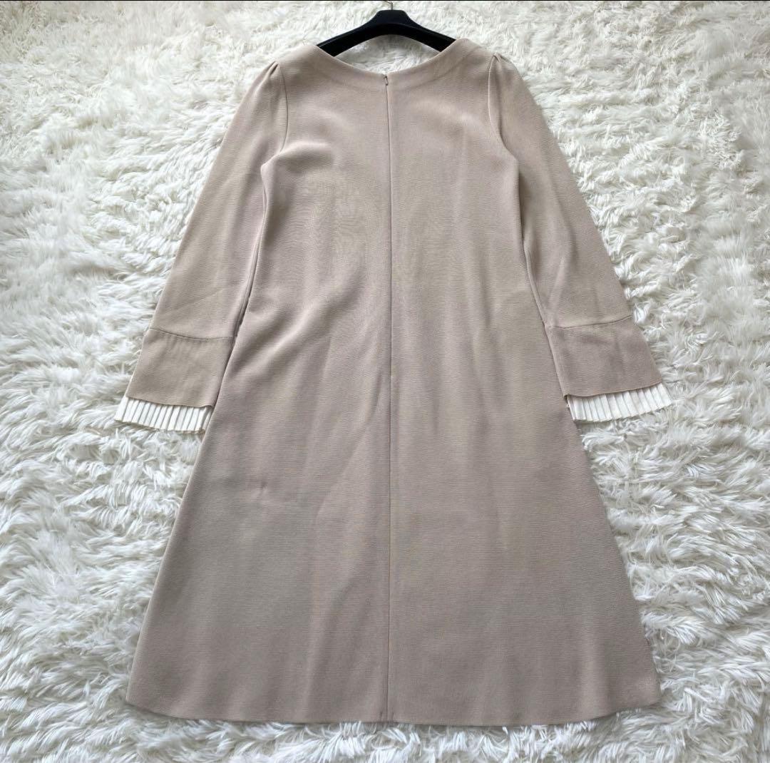 フォクシー ニットワンピース 袖口プリーツ バイカラー ロング 40