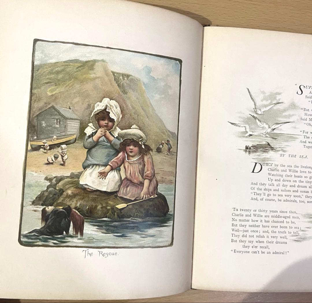 No.409希少 古書 洋書 絵本 児童書 アンティーク ビクトリア 詩集 童謡