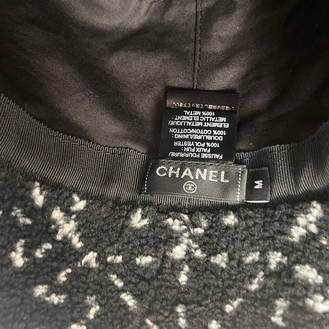 美品】CHANEL ボアバケットハット CCマークとカメリア風デザインM