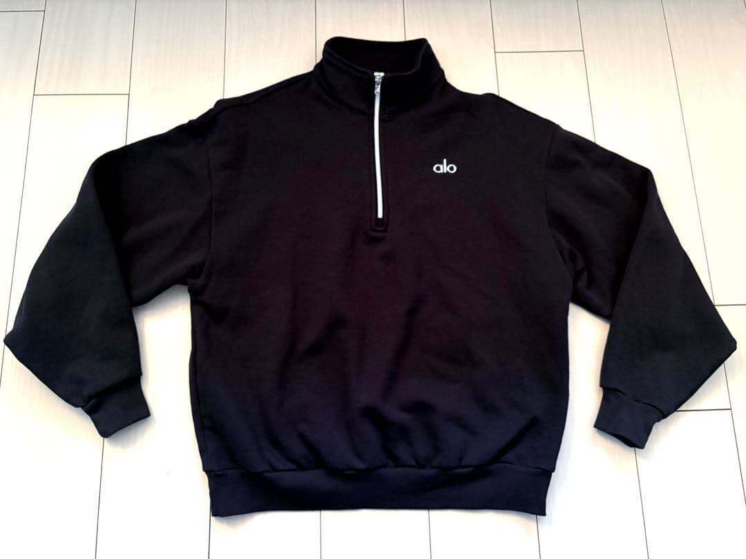 美品 alo アロ ハーフジップ トレーナー スウェット ブラック S