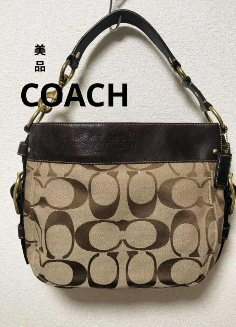 美品 COACH コーチ ショルダーバッグ ベージュ/ブラウン COACH（コーチ） 《クーポン配布中》コーチ ショルダーバッグ